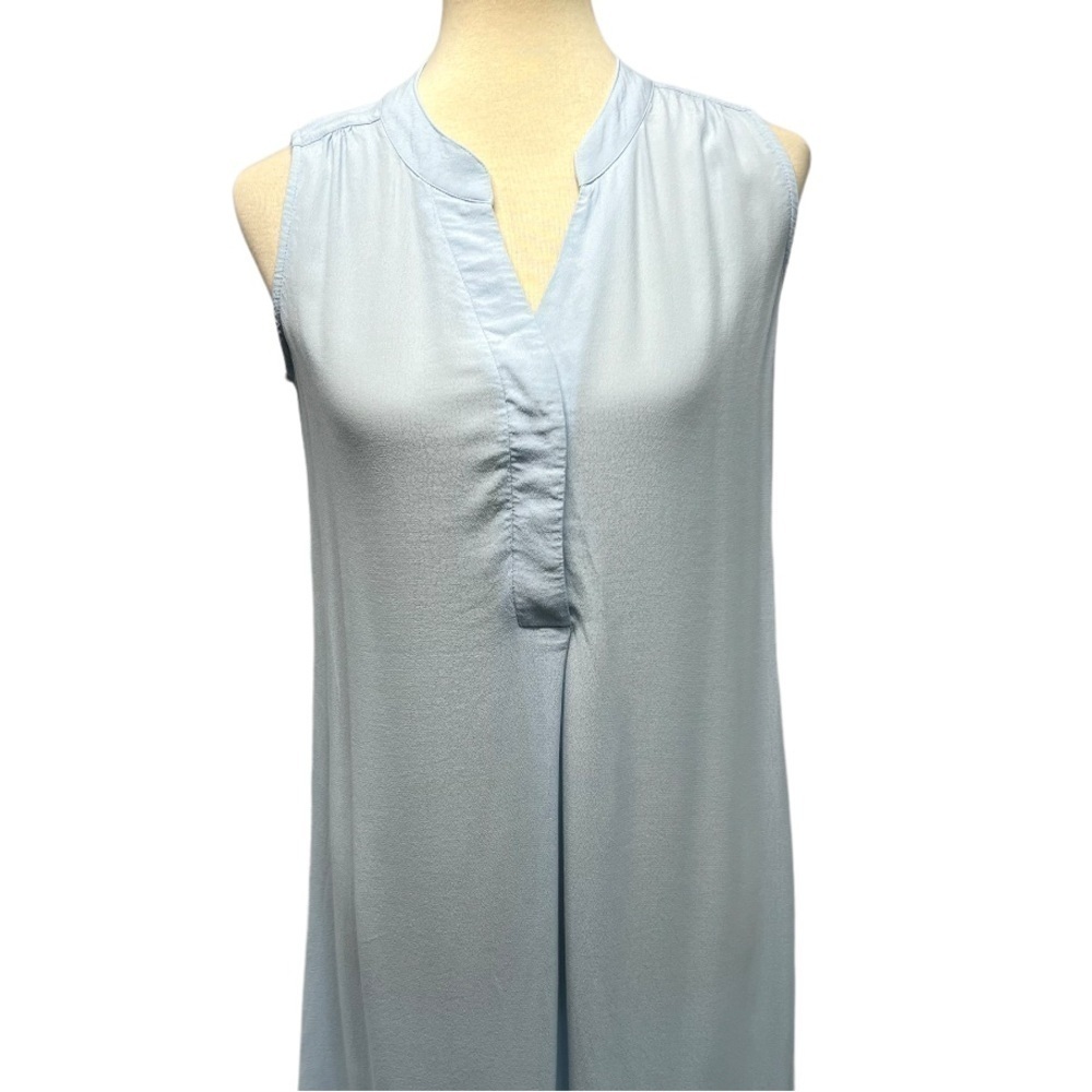 CAbi Light Blue High Low Sleeveless Shift Shirt Dress Womens Size Small - Picture 2 of 9